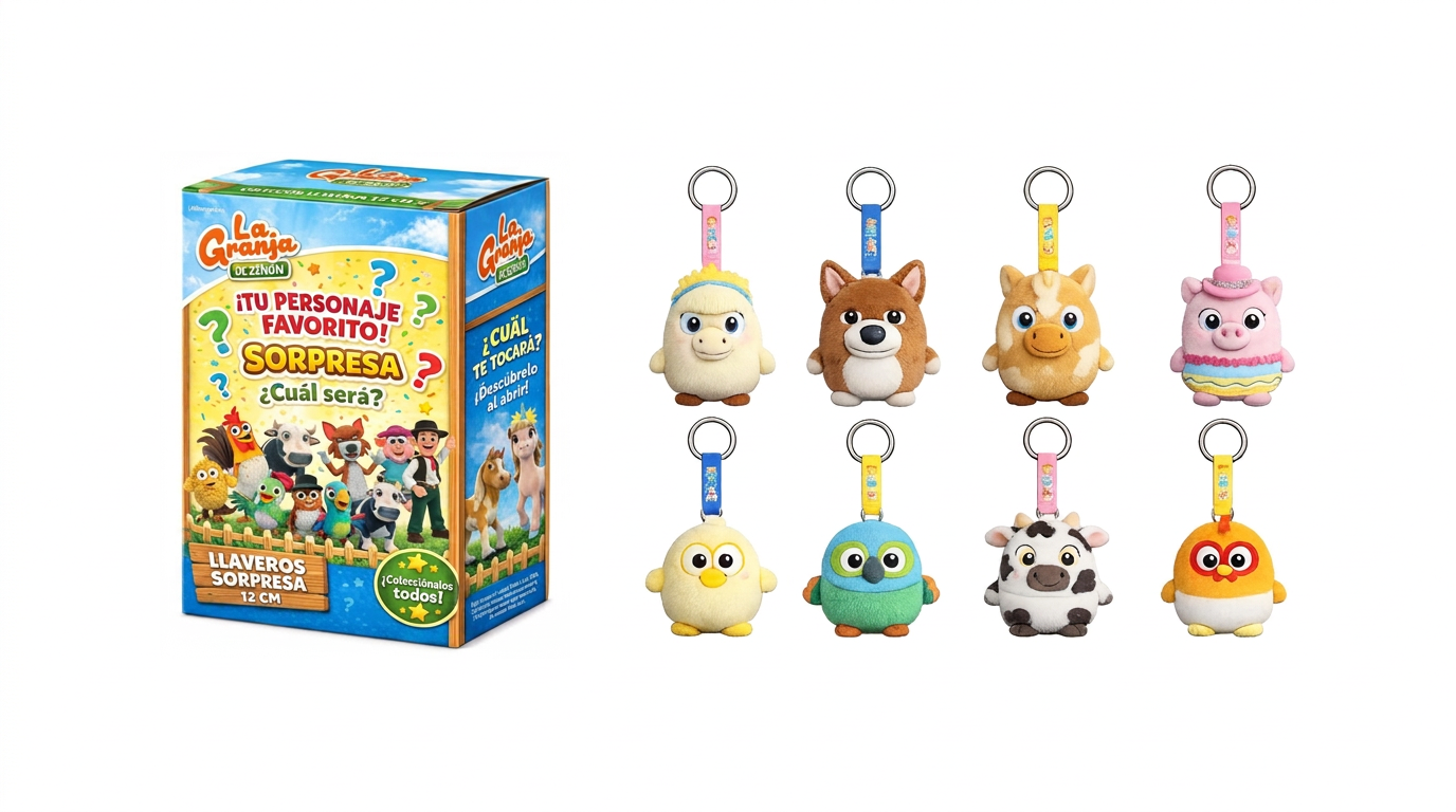 La Granja de Zenón × Bandai — Blindbox 12 cm keychains: a low-price collectible tier to widen the range and drive repeat purchase.