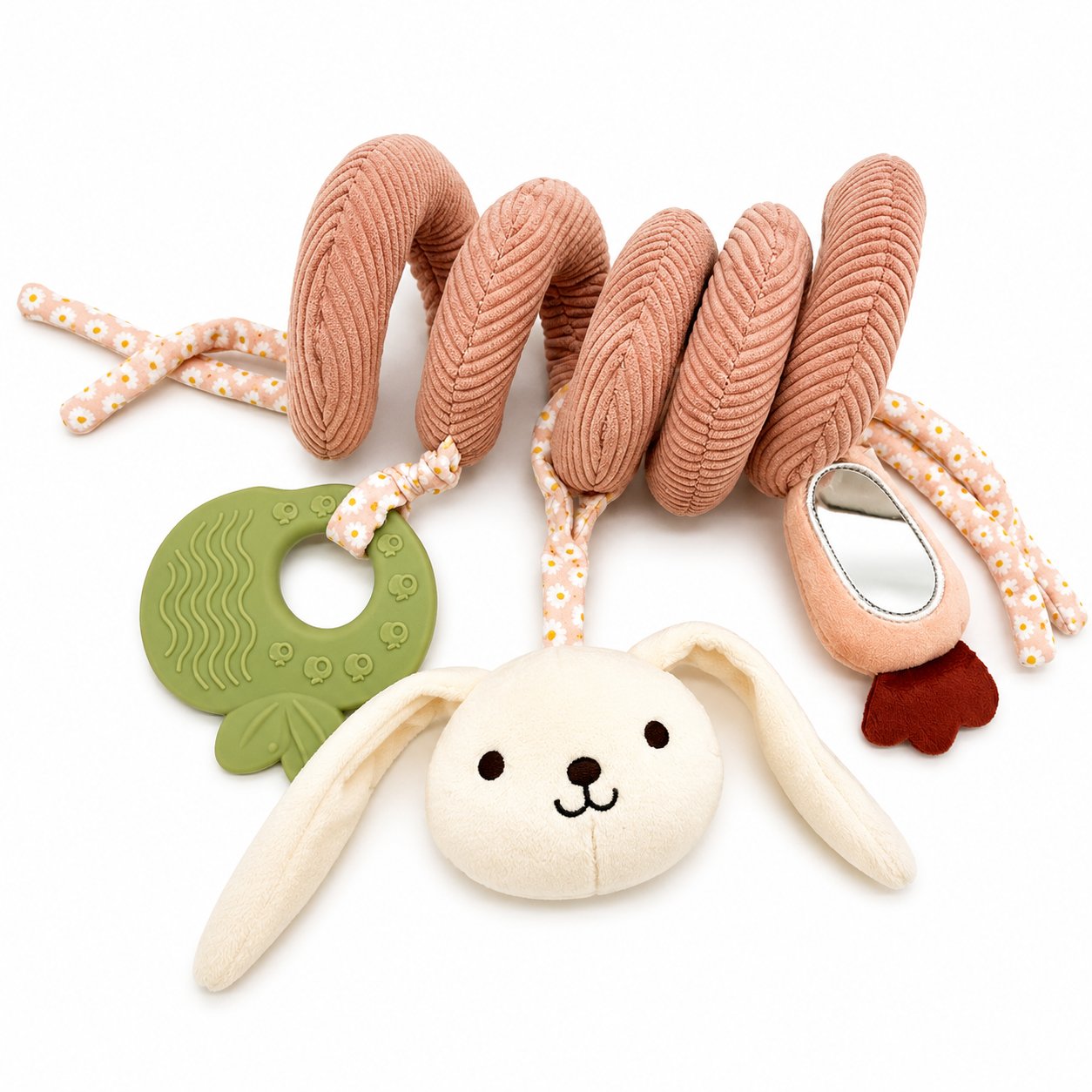 Petit Bo — Rabbit spiral hanging toy with mirror and teether.