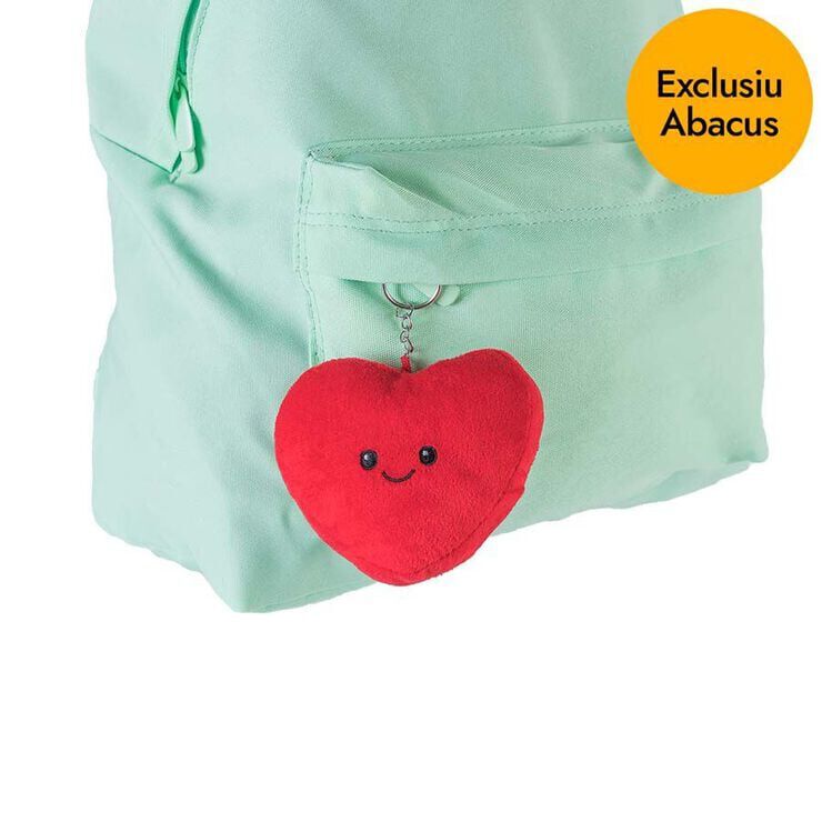 Abacus — Sant Jordi — Heart keychain: the same character scaled down into a low-price backpack charm.